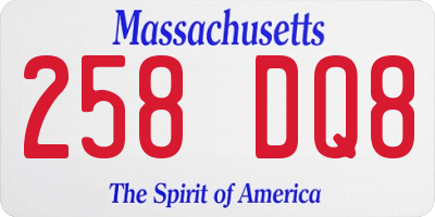 MA license plate 258DQ8