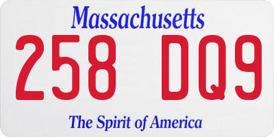 MA license plate 258DQ9