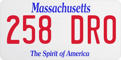 MA license plate 258DR0