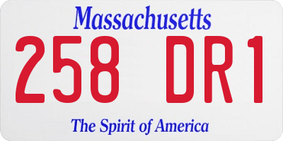 MA license plate 258DR1