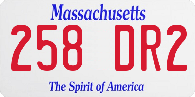 MA license plate 258DR2