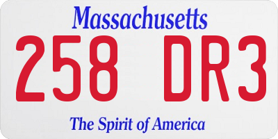 MA license plate 258DR3