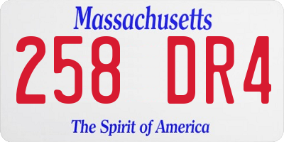 MA license plate 258DR4