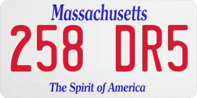 MA license plate 258DR5
