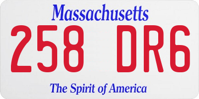 MA license plate 258DR6