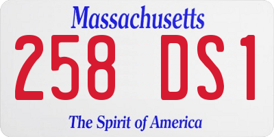 MA license plate 258DS1