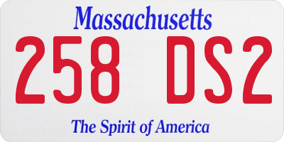 MA license plate 258DS2