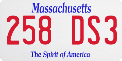 MA license plate 258DS3
