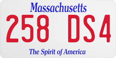 MA license plate 258DS4