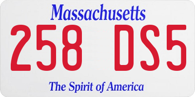 MA license plate 258DS5