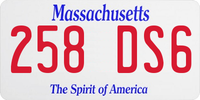 MA license plate 258DS6