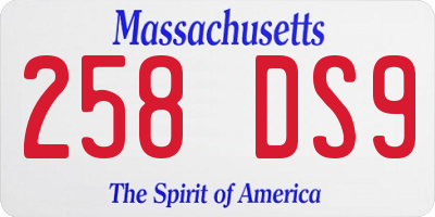 MA license plate 258DS9