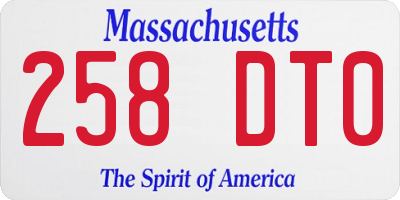 MA license plate 258DT0