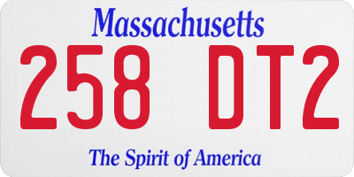MA license plate 258DT2