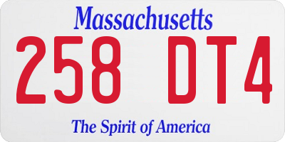 MA license plate 258DT4