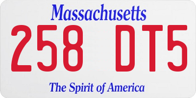 MA license plate 258DT5