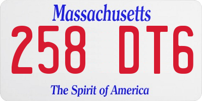 MA license plate 258DT6