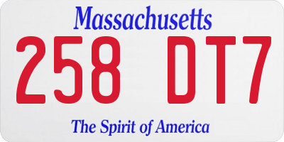 MA license plate 258DT7