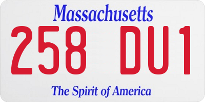 MA license plate 258DU1
