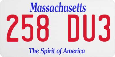 MA license plate 258DU3