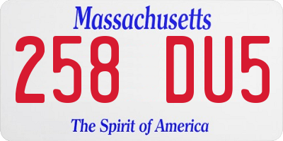 MA license plate 258DU5