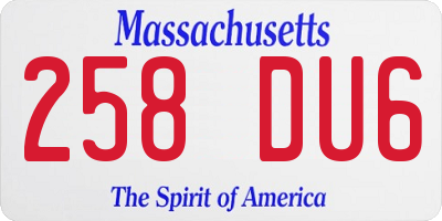 MA license plate 258DU6