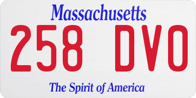 MA license plate 258DV0