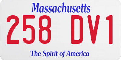 MA license plate 258DV1