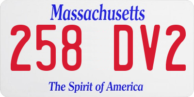 MA license plate 258DV2
