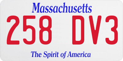 MA license plate 258DV3