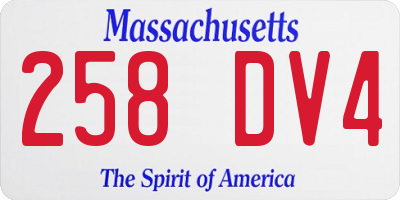 MA license plate 258DV4