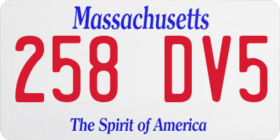 MA license plate 258DV5