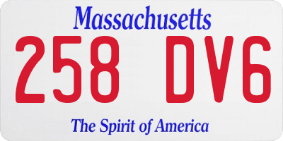 MA license plate 258DV6