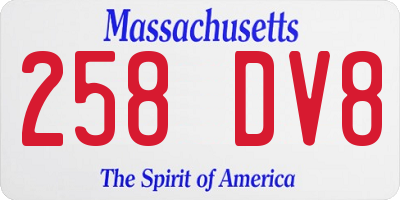 MA license plate 258DV8