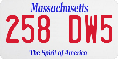 MA license plate 258DW5