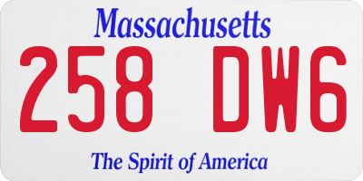 MA license plate 258DW6