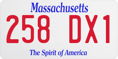 MA license plate 258DX1