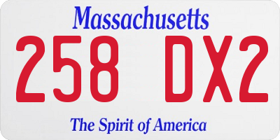 MA license plate 258DX2