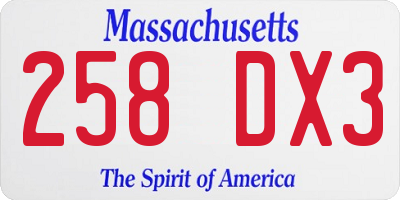MA license plate 258DX3