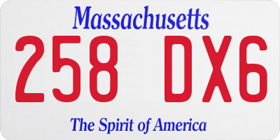 MA license plate 258DX6