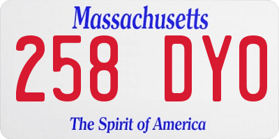MA license plate 258DY0