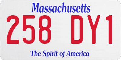 MA license plate 258DY1