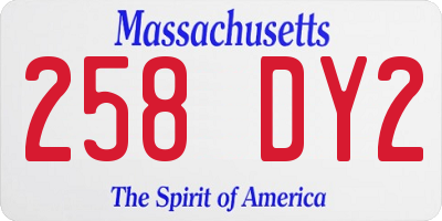 MA license plate 258DY2