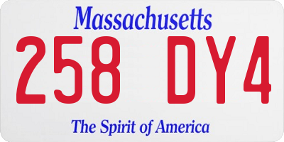 MA license plate 258DY4