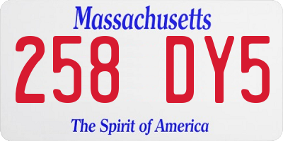 MA license plate 258DY5