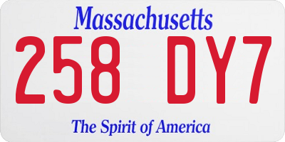 MA license plate 258DY7