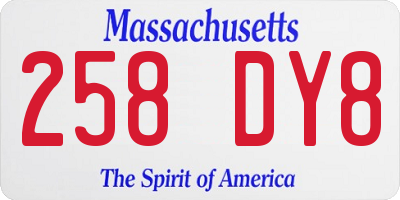 MA license plate 258DY8