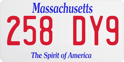 MA license plate 258DY9