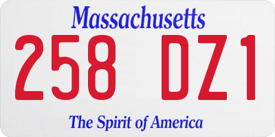 MA license plate 258DZ1