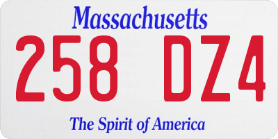 MA license plate 258DZ4